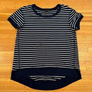 Theory navy/white stripe short sleeve top